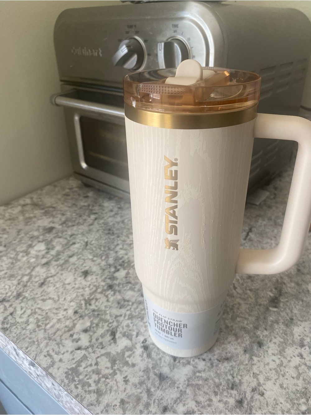 Stanley Cream Travel Tumbler with Gold Accent